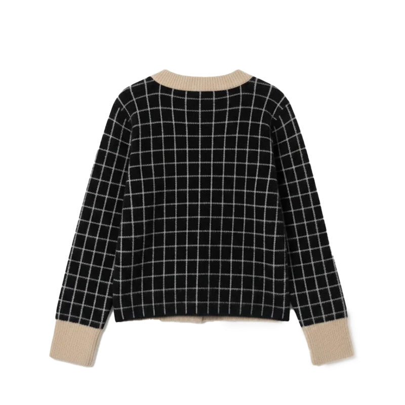 Parisian Chic: Brushed "Eyelash" Texture Grid Crewneck | Ultra-Plush
