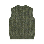 Men’s Cotton-Blend Ribbed Knit Vest - Khaki | Textured Sleeveless Pullover | European Stock Clearance