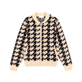 Architectural Knit: Textured Houndstooth Zip-Front Jacket | Soft-Structure