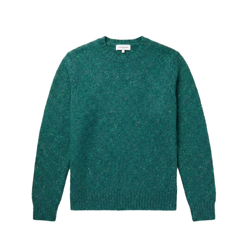 The Antwerp Artisan Series: Wool & Alpaca "Confetti" Knit Crewneck | Green, Blue, Papaya