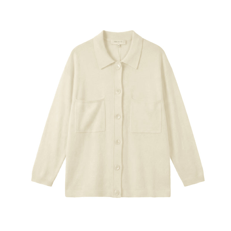 Luxe Layering: Merino Wool & Viscose Soft-Knit Shacket | Cream