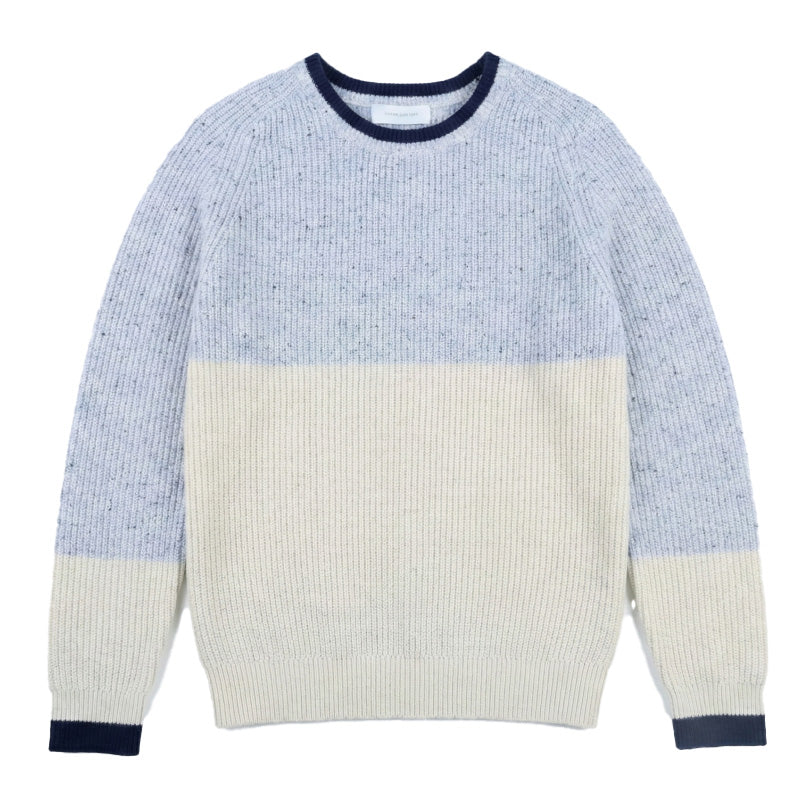 Unisex 80% Wool Color-Block Sweater | Ribbed Knit Crew Neck | Antwerp Archive Edition