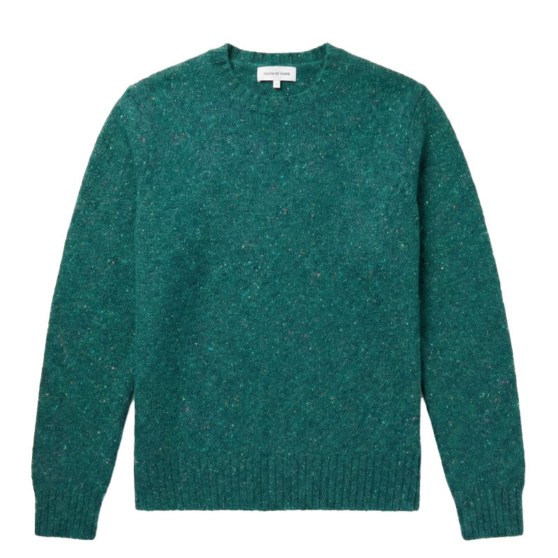 The Antwerp Artisan Series: Wool & Alpaca "Confetti" Knit Crewneck | Green, Blue, Papaya