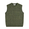 Men’s Cotton-Blend Ribbed Knit Vest - Khaki | Textured Sleeveless Pullover | European Stock Clearance