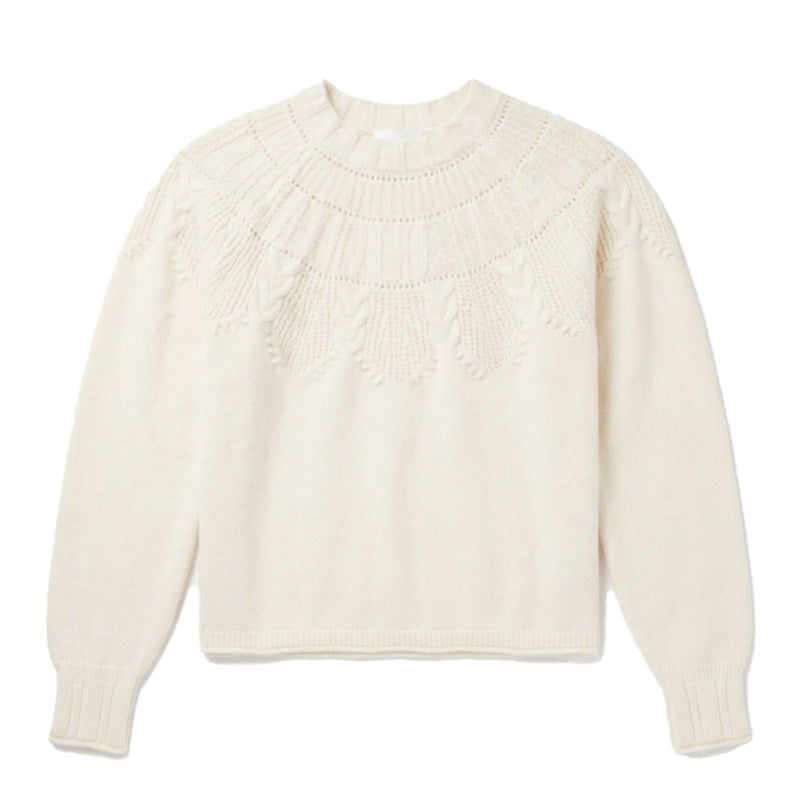 Women’s 80% Wool Circular Yoke Sweater | Intricate Cable Knit | Antwerp Archive Edition