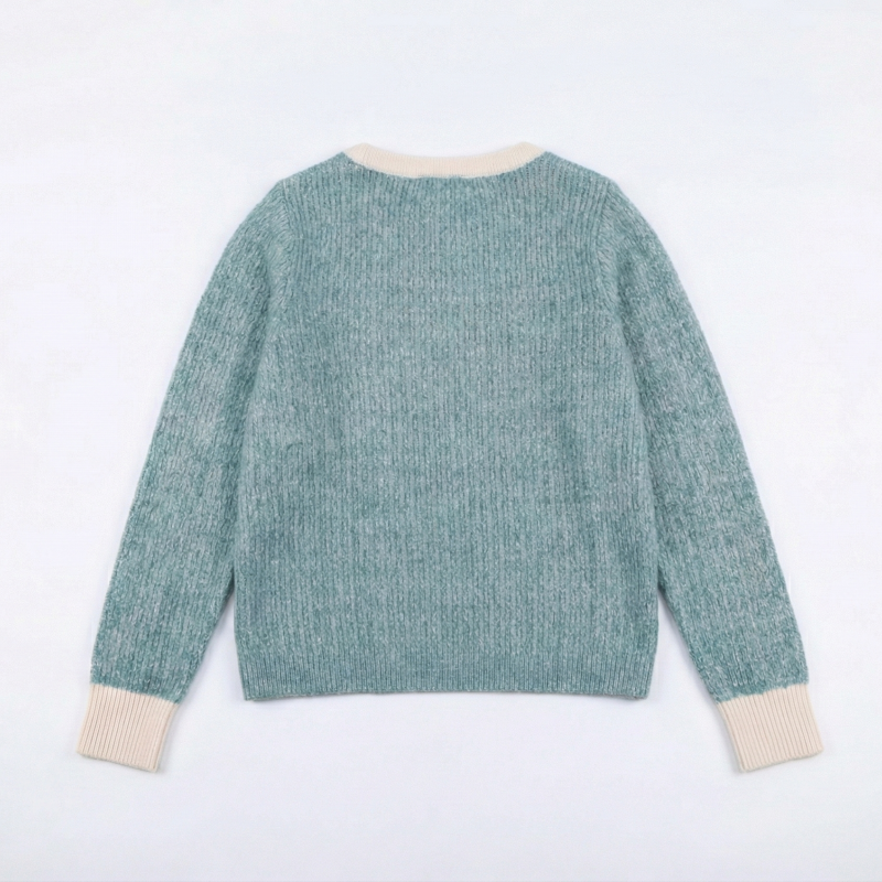 The Halo Series: Luxury Mohair & Wool Blend Contrast Trim Sweater | Blue