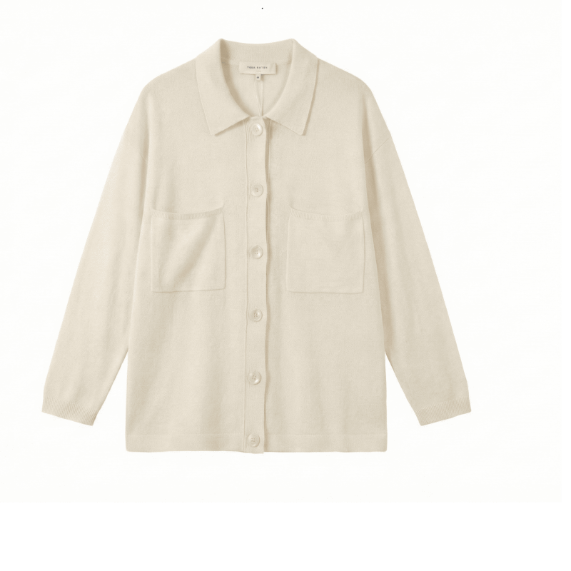 Luxe Layering: Merino Wool & Viscose Soft-Knit Shacket | Cream