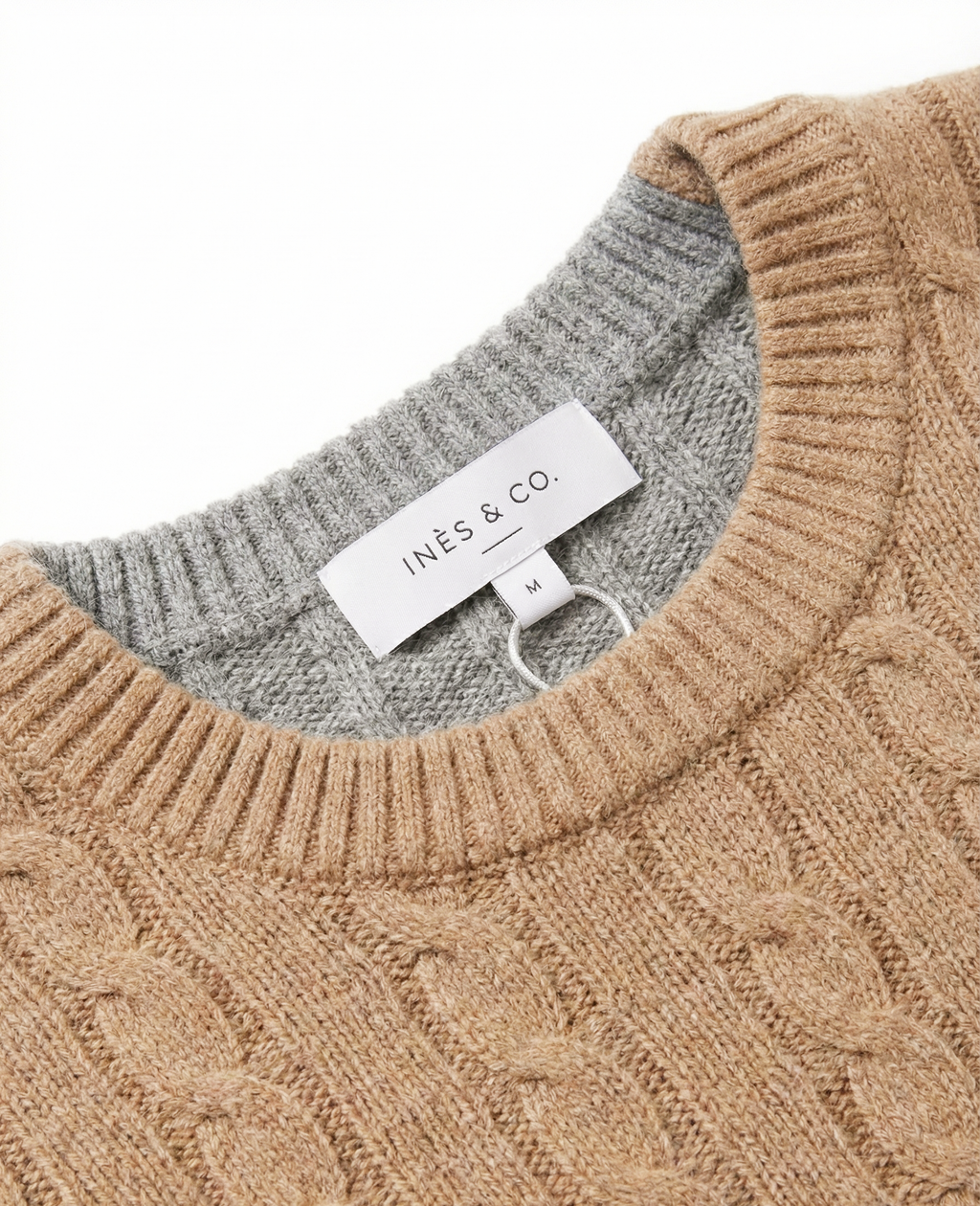 The Antwerp Dual-Tone Series: 80% Wool Contrast Cable Knit | Tan/Grey & Blue