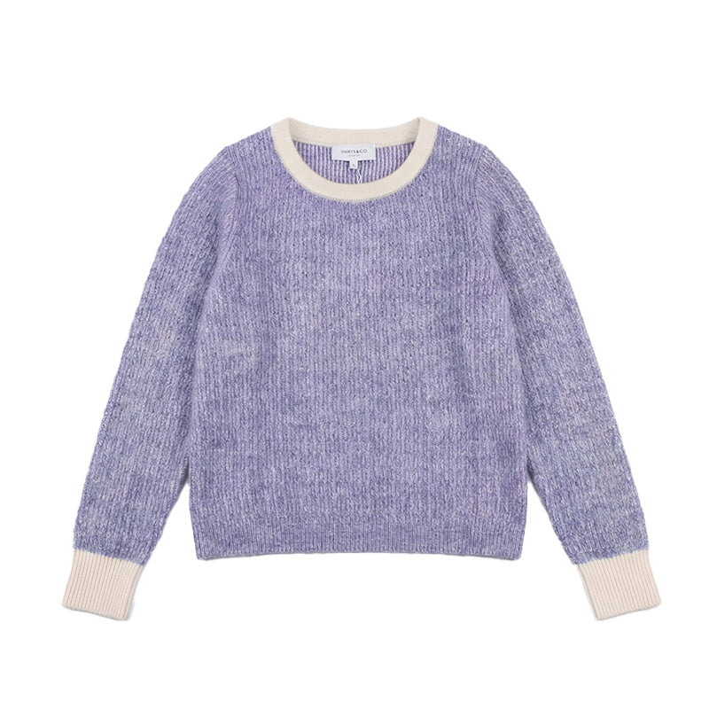 The Halo Series: Luxury Mohair & Wool Blend Contrast Trim Sweater | Blue