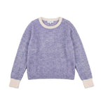 The Halo Series: Luxury Mohair & Wool Blend Contrast Trim Sweater | Blue