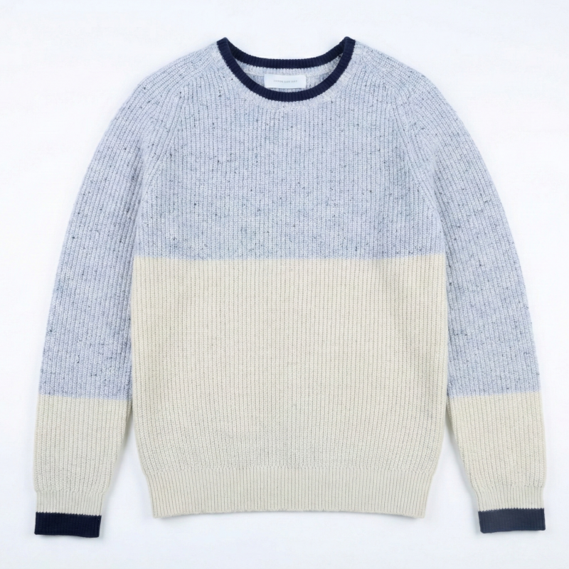 Unisex 80% Wool Color-Block Sweater | Ribbed Knit Crew Neck | Antwerp Archive Edition