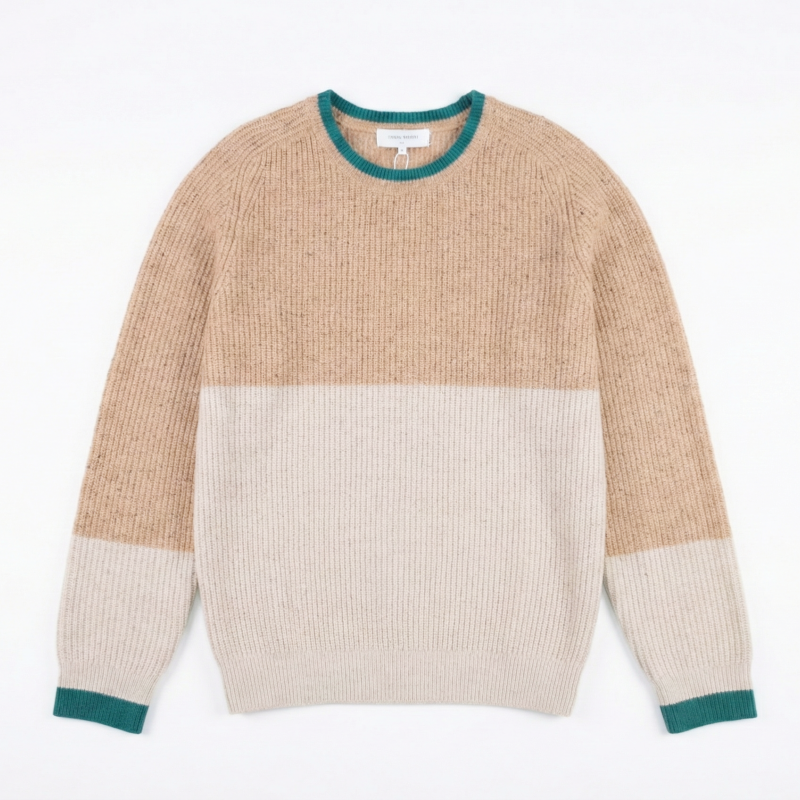 Unisex 80% Wool Color-Block Sweater | Ribbed Knit Crew Neck | Antwerp Archive Edition