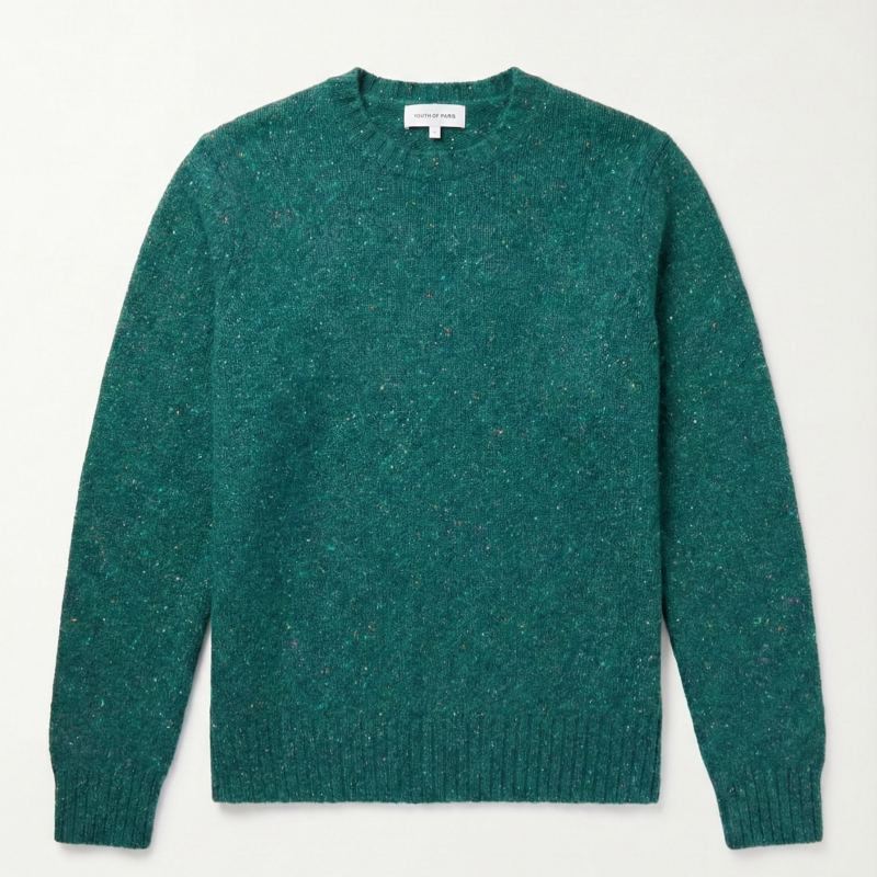 The Antwerp Artisan Series: Wool & Alpaca "Confetti" Knit Crewneck | Green, Blue, Papaya