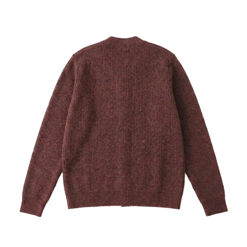 The Antwerp Library Series: Heavyweight Marled Cardigan (80% Wool) | Mahogany Rust