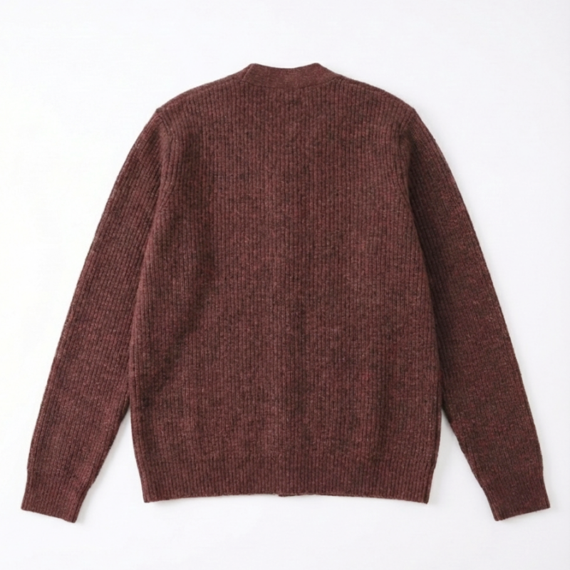 The Antwerp Library Series: Heavyweight Marled Cardigan (80% Wool) | Mahogany Rust