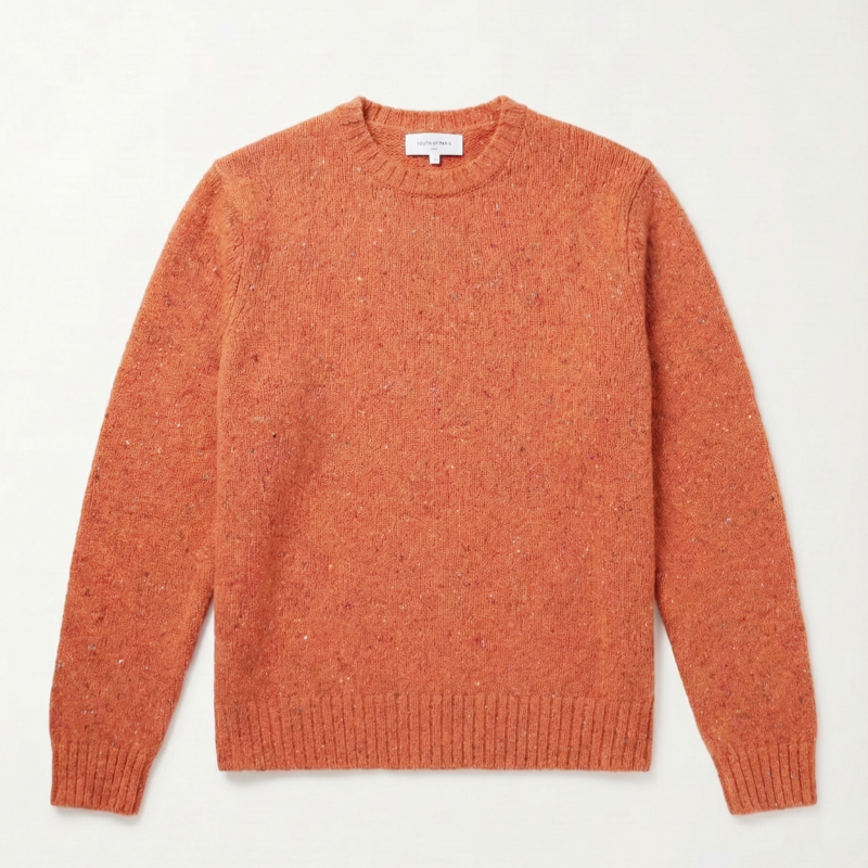The Antwerp Artisan Series: Wool & Alpaca "Confetti" Knit Crewneck | Green, Blue, Papaya