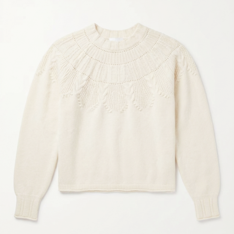 Women’s 80% Wool Circular Yoke Sweater | Intricate Cable Knit | Antwerp Archive Edition