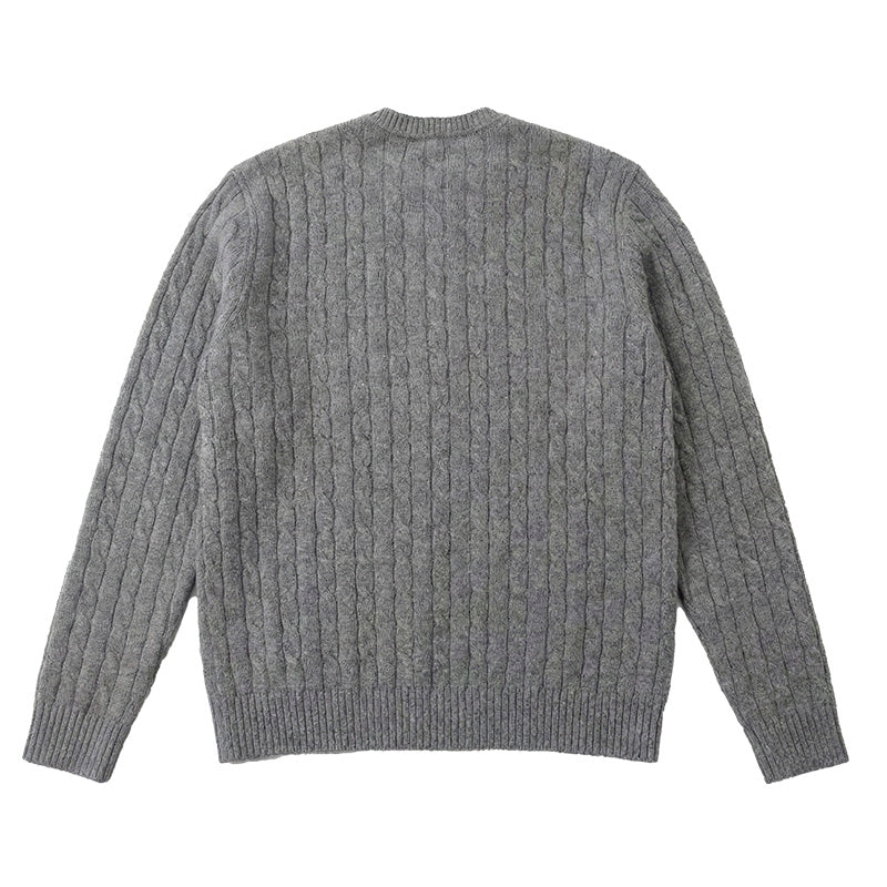 The Antwerp Dual-Tone Series: 80% Wool Contrast Cable Knit | Tan/Grey & Blue