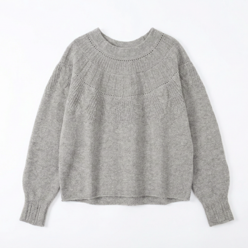 Women’s 80% Wool Circular Yoke Sweater | Intricate Cable Knit | Antwerp Archive Edition