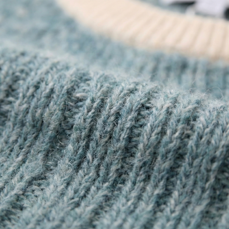 The Halo Series: Luxury Mohair & Wool Blend Contrast Trim Sweater | Blue