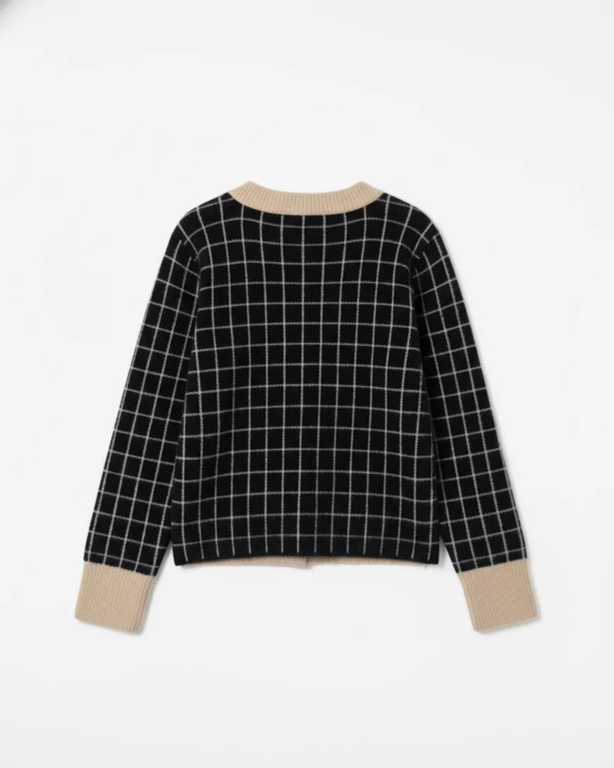 Parisian Chic: Brushed "Eyelash" Texture Grid Crewneck | Ultra-Plush