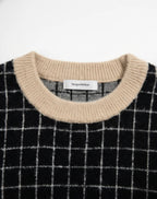 Parisian Chic: Brushed "Eyelash" Texture Grid Crewneck | Ultra-Plush