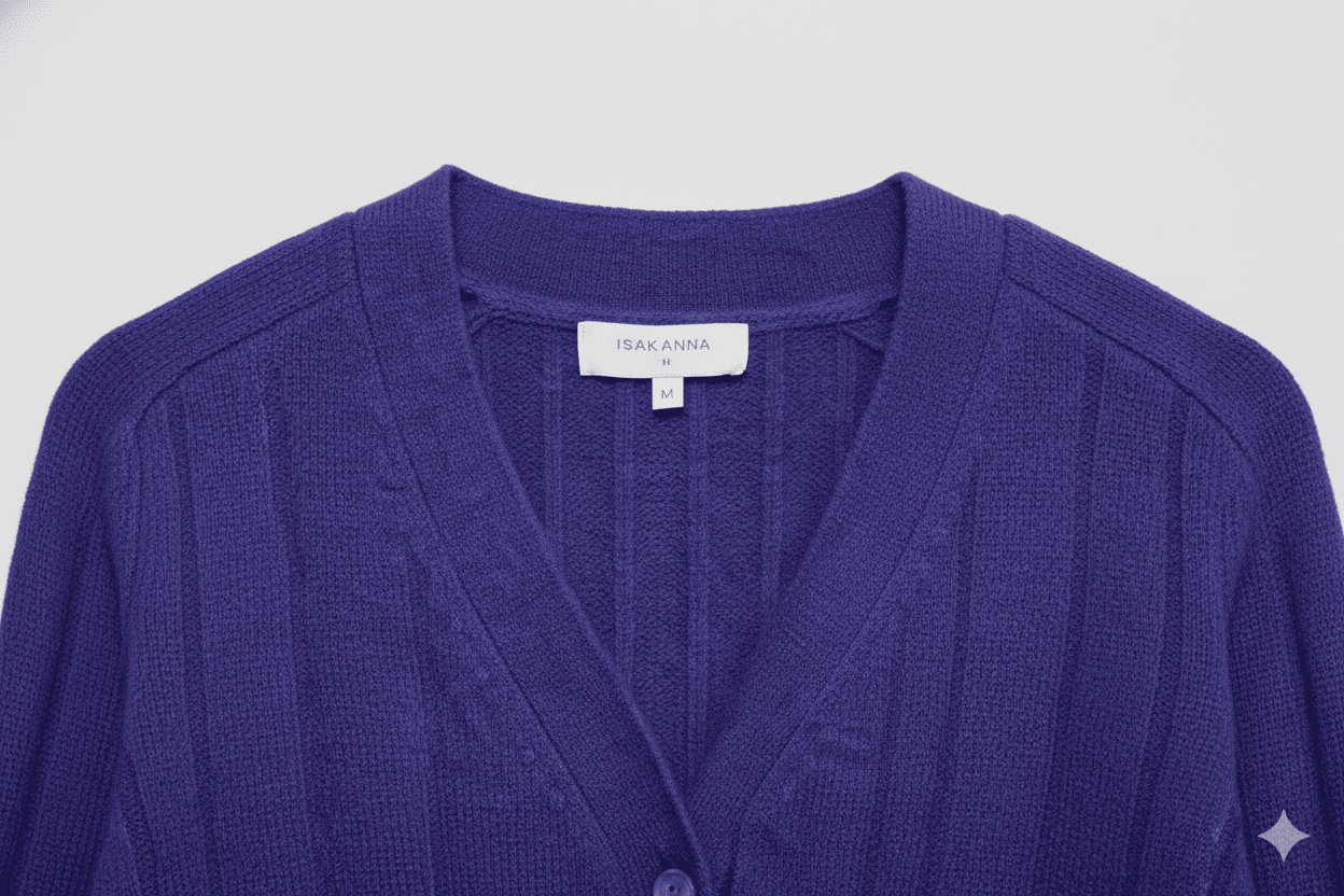Royal Blend: 80% Heavyweight Wool Chunky Rib Cardigan | BLUE