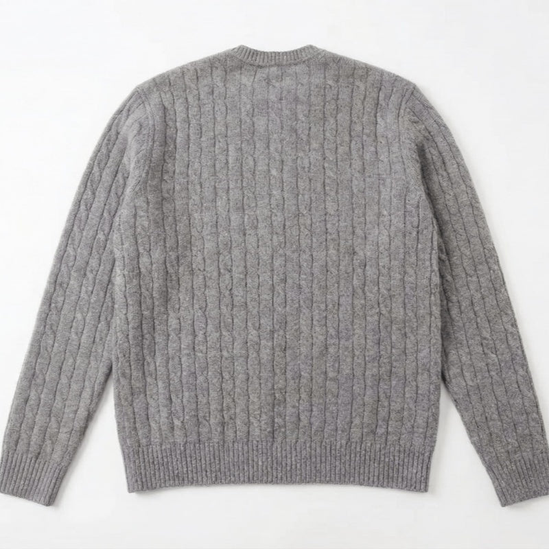 The Antwerp Dual-Tone Series: 80% Wool Contrast Cable Knit | Tan/Grey & Blue