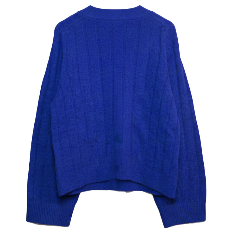 Royal Blend: 80% Heavyweight Wool Chunky Rib Cardigan | BLUE