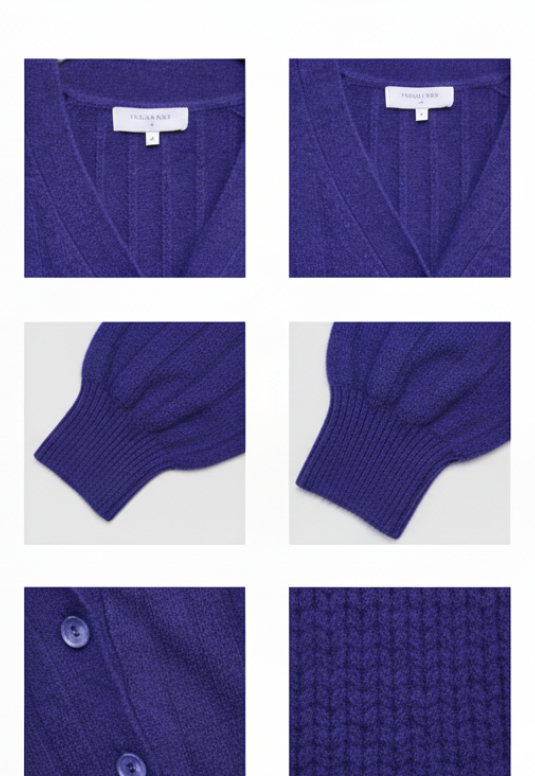 Royal Blend: 80% Heavyweight Wool Chunky Rib Cardigan | BLUE